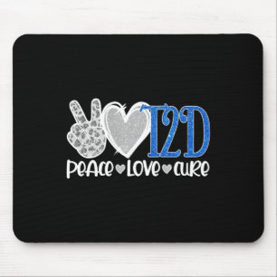 Peace Love Cure Type 2 Diabetes Awareness T2D Blue Mouse Pad
