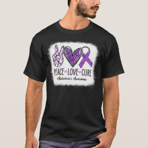 Peace Love Cure We Wear Purple For Alzheimer'S Awa T-Shirt