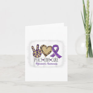 Peace Love Cure We Wear Purple For Heimers Awarene Card
