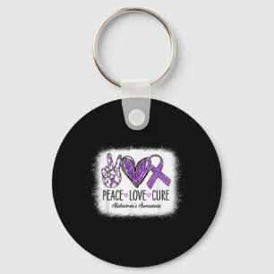Peace Love Cure We Wear Purple For Heimers Awarene Keychain