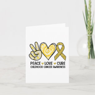 Peace Love Cure Yellow Ribbon Childhood Cancer Awa Card