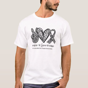 Peace Love Cure Zebra Ribbon Neuroendocrine Tumour T-Shirt