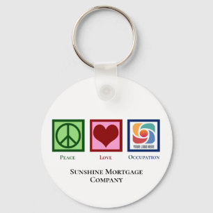 Peace Love Custom Business Logo Keychain