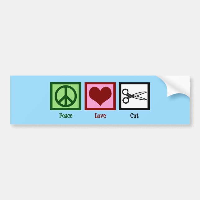 Peace Love Cut Bumper Sticker (Front)
