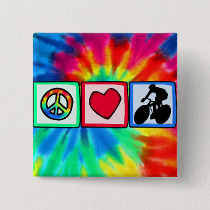 Peace, Love, Cycling 2 Inch Square Button
