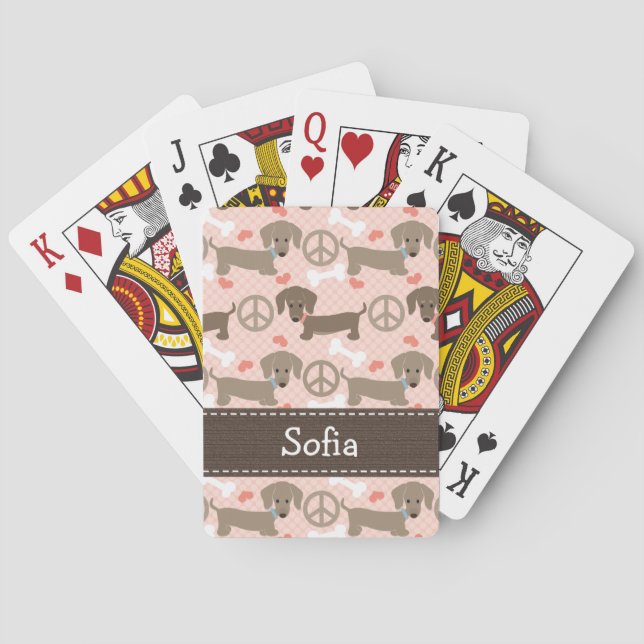 Peace Love Dachshund Playing Cards (Back)