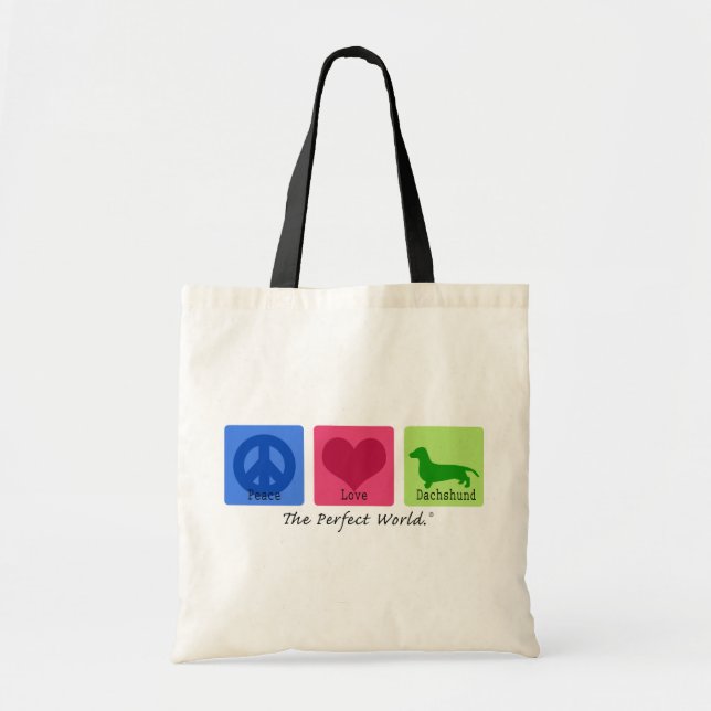 Peace Love Dachshund Tote Bag (Front)
