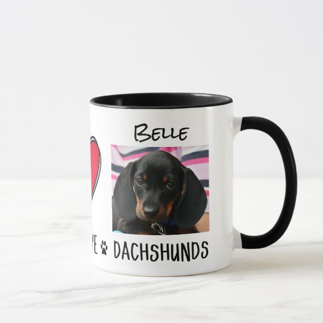 Peace Love Dachshunds Chien Propriétaires Mug (Droite)