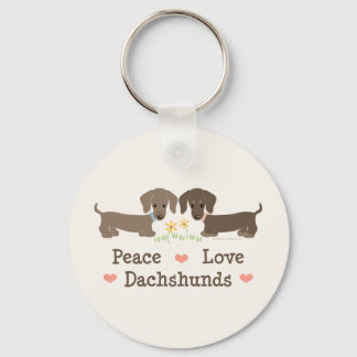 Peace Love Dachshunds Keychain