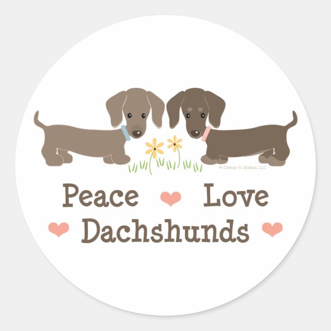 Peace Love Dachshunds Stickers (Front)
