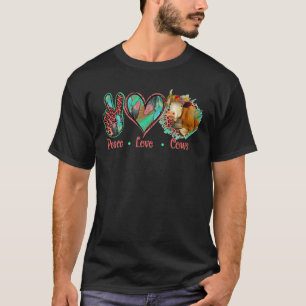 Peace Love Dairy Cows Mom Heifer Cattle Cow Bandan T-Shirt