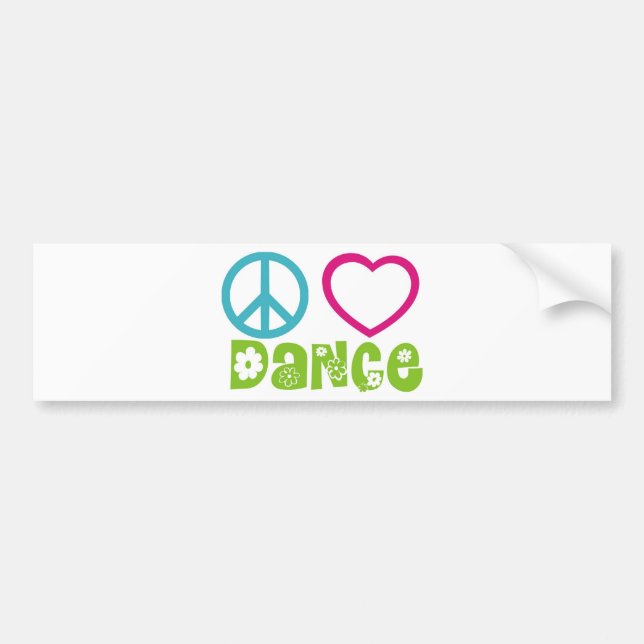 Peace Love Dance Bumper Sticker (Front)