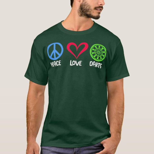 Peace Love Darts Cute Dart Player T-Shirt (Front)