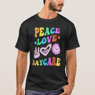PEACE LOVE DAYCARE Retro Teacher Groovy Back To Sc T-Shirt