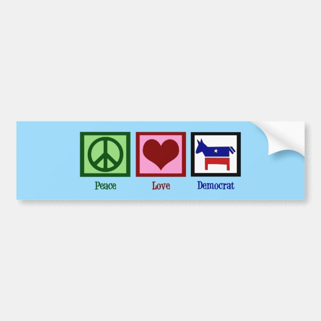 Peace Love Democrat Bumper Sticker (Front)