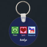 Peace Love Democrat Cute Custom Keychain<br><div class="desc">Cute Peace Love Democrat keychain with a Democratic Party Donkey in red, white, and blue. A cool personalized democrat gift for a political activist who works in politics and helps candidates win by helping with the election and campaign.</div>