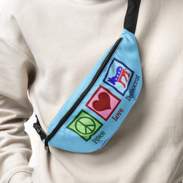 Peace Love Democrat Donkey Cute Blue Fanny Pack (Creator Uploaded)