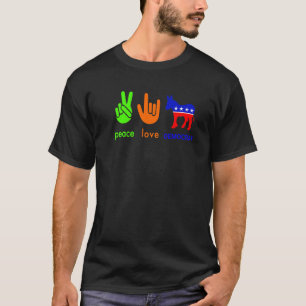 Peace Love Democrat Donkey Midterm Election Polit T-Shirt