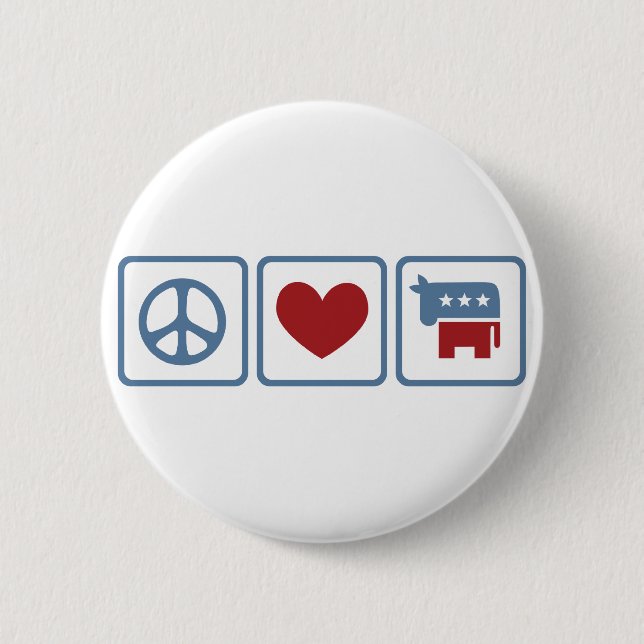 Peace Love Democrats 2 Inch Round Button (Front)