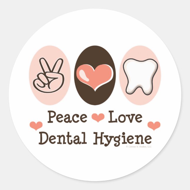 Peace Love Dental Hygiene Sticker (Front)