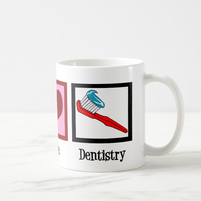 Peace Love Dentistry Cute Dentist Coffee Mug (Right)