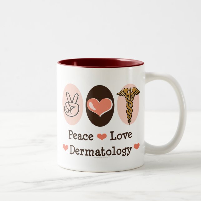Peace Love Dermatology Mug (Right)