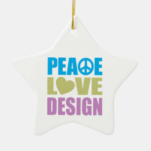 Peace Love Design Ceramic Ornament