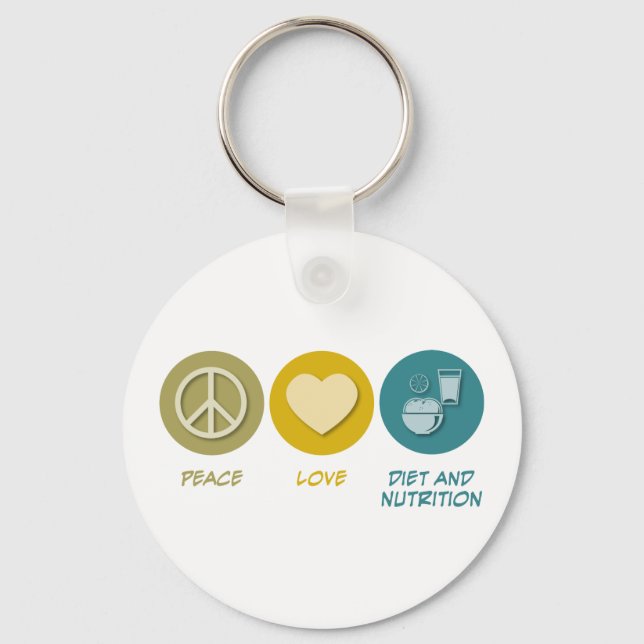 Peace Love Diet and Nutrition Keychain (Front)