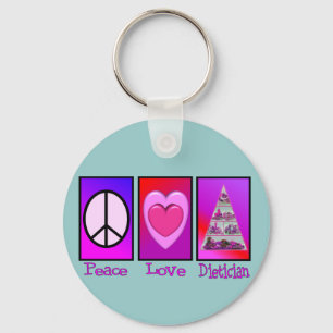 Peace Love Dietician Keychain
