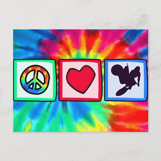 Peace, Love, Dirt Bike Postcard (Front)