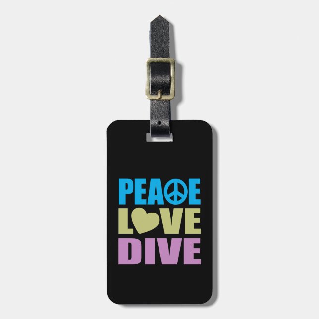 Peace Love Dive Luggage Tag (Front Vertical)