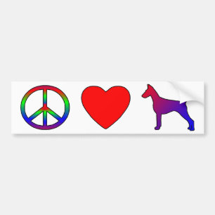 Peace Love Doberman Pinschers Bumper Sticker