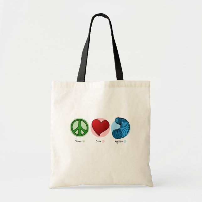 Peace Love & Dog Agility Tote Bag (Front)