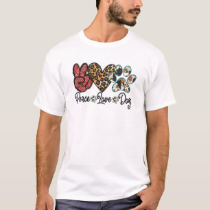 Peace Love Dog Animals Peace Sign Pet Lover T-Shirt