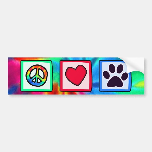 Peace, Love, Dog; Pawprint Bumper Sticker (Front)