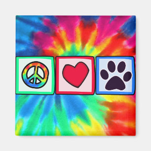 Peace, Love, Dog; Pawprint Magnet