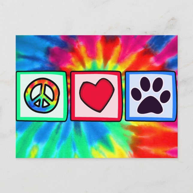 Peace, Love, Dog; Pawprint Postcard (Front)