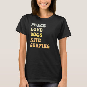 Peace Love Dogs Kite Surfing Retro T-Shirt