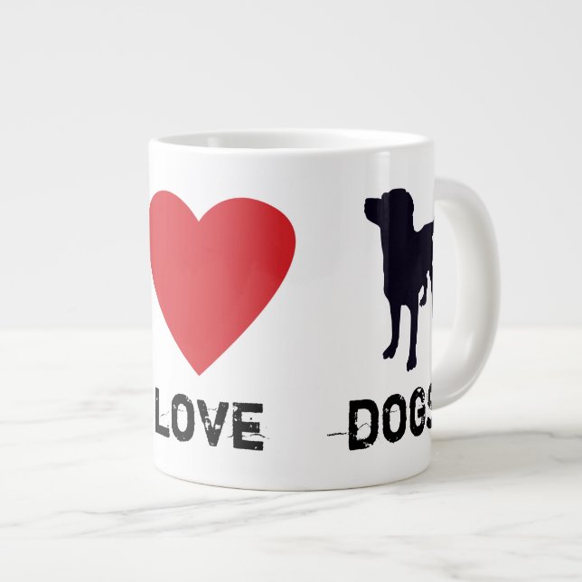 Peace Love Dogs Large Coffee Mug (Front Right)