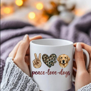 Peace Love Dogs Mug Golden Retriever Mom Gift