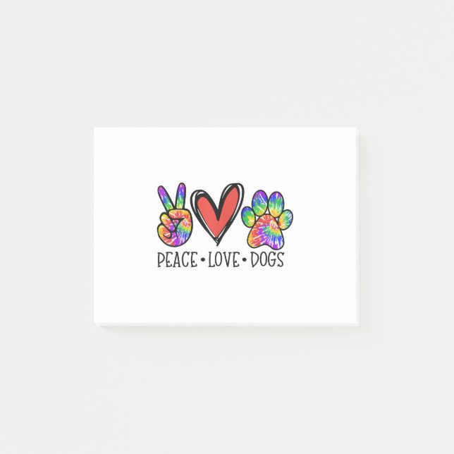 Peace Love Dogs Paws Tie Dye Rainbow Animal Rescue Post-it Notes (Front)