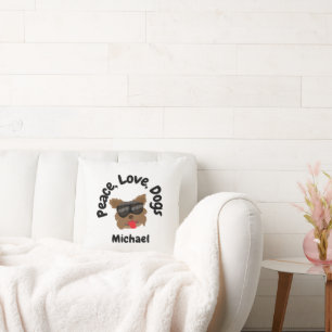 Peace Love Dogs Throw Pillow