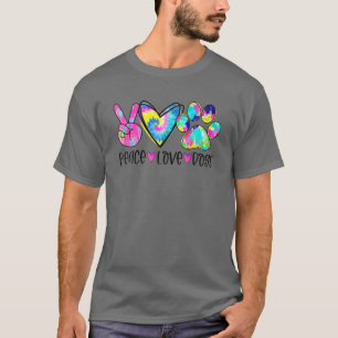 Peace Love Dogs Tie Dye Dog Paw Dog Mom Dog Lover T-Shirt