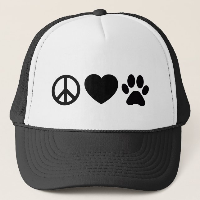 Peace, Love & Dogs Trucker Hat (Front)