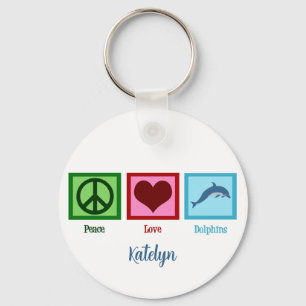 Peace Love Dolphins Cute Custom Keychain