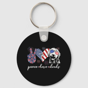 Peace Love Doods Goldendoodle Usa Flag Doodle 4th Keychain