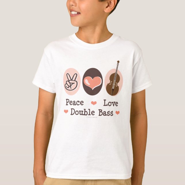 Peace Love Double Bass Kids T-shirt (Front)