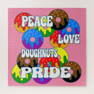 Peace Love Doughnuts Pride Jigsaw Puzzle