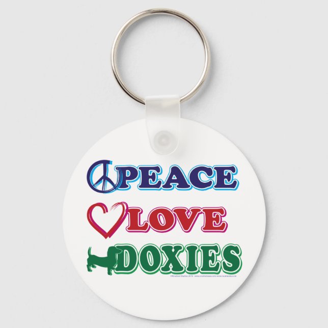 Peace-Love-Doxies- Dachsund Keychain (Front)