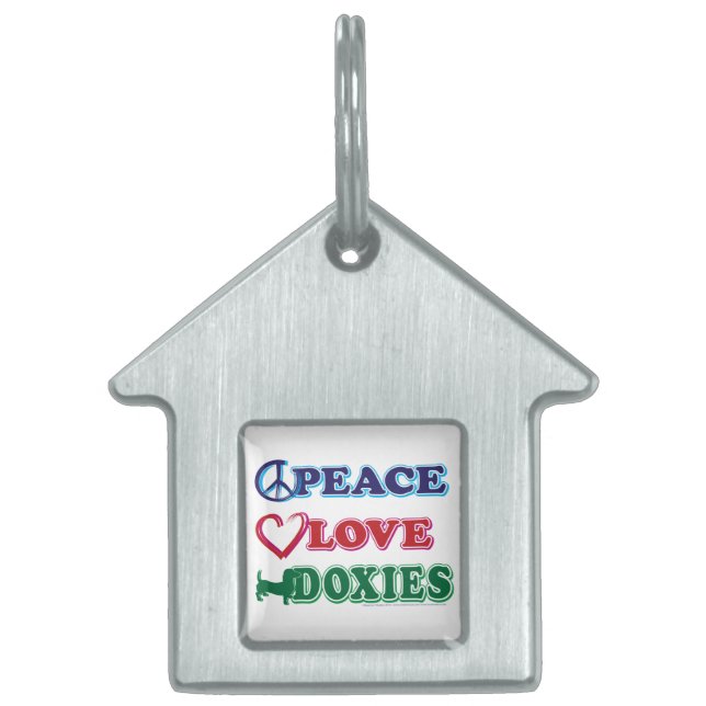 Peace Love Doxies Pet Name Tag (Front)